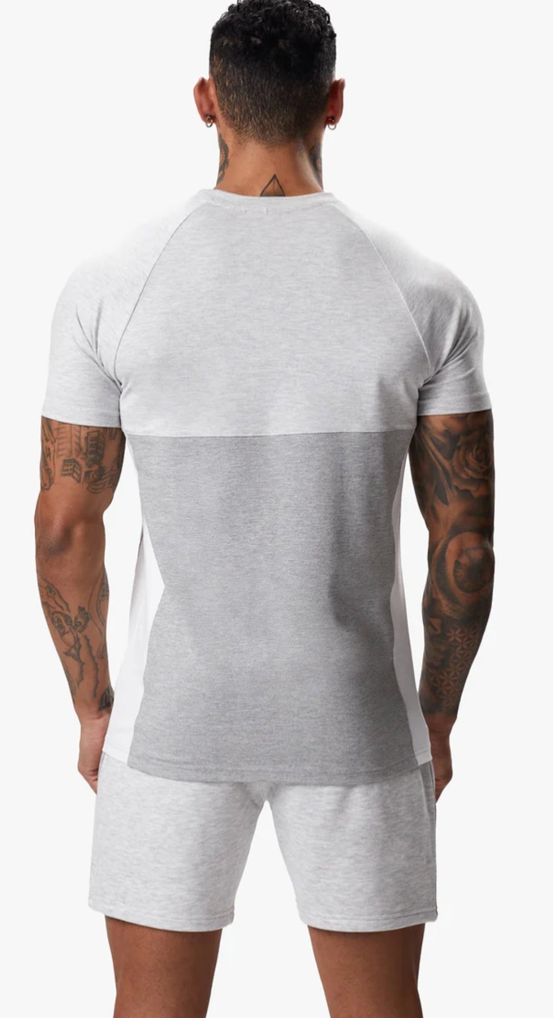 Camiseta Gym King con panel de contraste - Gris y Blanco