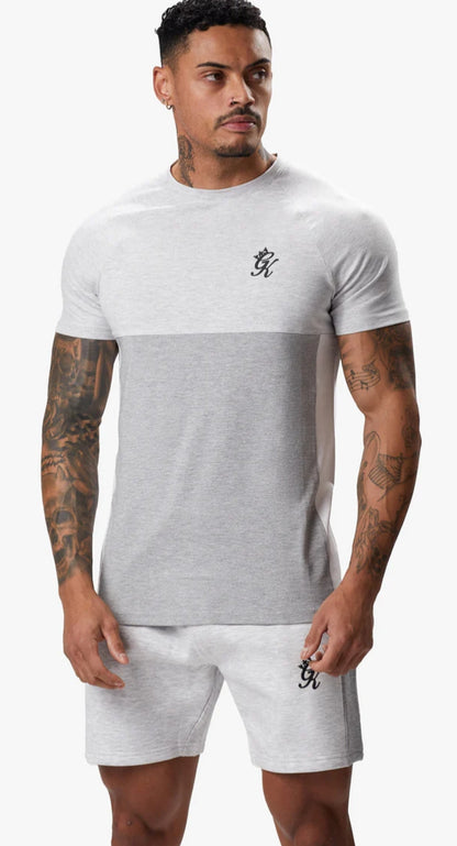 Camiseta Gym King con panel de contraste - Gris y Blanco