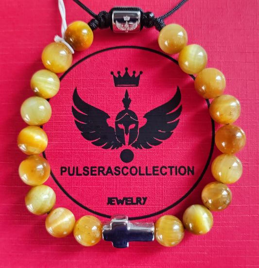 Pulsera Cruz - Ojos de Tigre